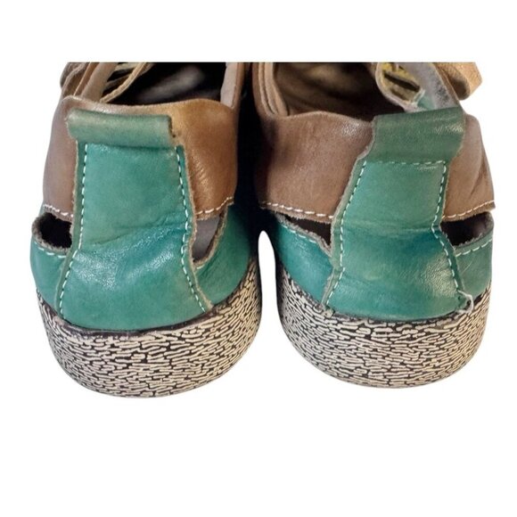 L'Artiste Spring Step Porscha Women's Sz 37 US 6.5 Cut Out Lace Up Teal Sneakers - Picture 5 of 11